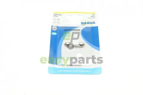 Автолампа 12V 0,6W SV8.5 (9.8x38mm) Festoon (LED) (блістер/1шт) NARVA 180794000