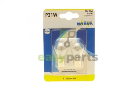 Автолампа P21W 24V 21W BA15s Standard (блістер/к-кт 2 шт) NARVA 176434000