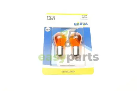 Автолампа PY21W 12V 21W BAU15s Standard (жовта) (блістер/к-кт 2 шт.) NARVA 176384000