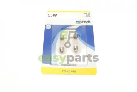 Автолампа C5W 24V 5W SV8.5 (11x35mm) (блістер/к-кт 2шт) NARVA 171364000