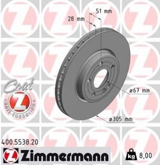Гальмiвнi диски переднi ZIMMERMANN 400553820 (фото 1)