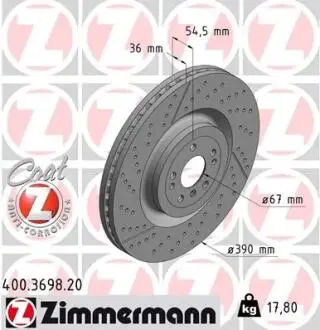 Диск тормозной Coat Z ZIMMERMANN 400369820