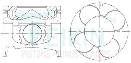 Поршни ремонт (+0.50мм) (к-кт на мотор) 4M41 3,2L diesel Mitsubishi Pajero TEIKIN 43663AG050