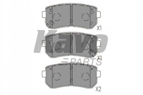Колодки гальмівні (задні) Hyundai Tucson 15-/Sonata 05-15/ix20/ix35/Kia Cerato/Sportage/Picanto 10- KAVO PARTS KBP-3059 (фото 1)
