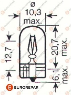 Автолампочка безцокольна 12V-W5W Eurorepar 1616431580