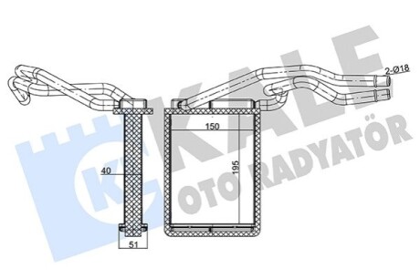 KALE FORD Радиатор отопления Fiesta V,Fusion 01-,Mazda 2 03- KALE OTO RADYATOR 346540