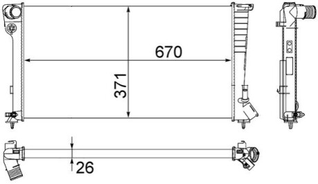 Радіатор охолодження двигуна Partner/306 1.8d,1.9d (td,sld,srdt),2.0 HDI 93-08 MAHLE / KNECHT CR 504 000S