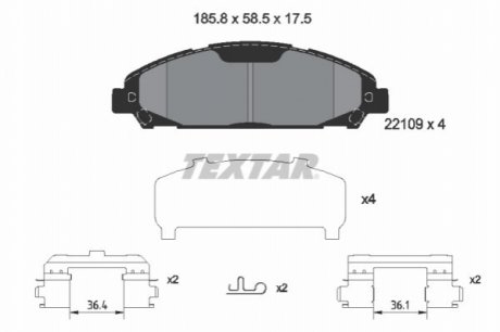 Гальмівні колодки (шт.) TEXTAR 2210901