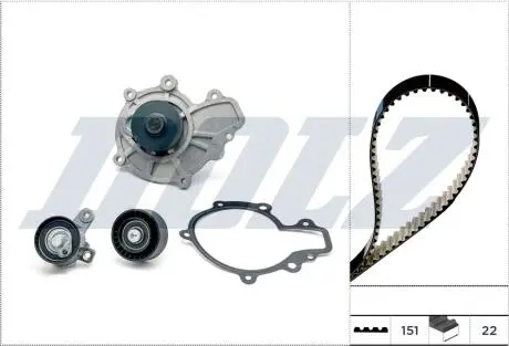 OPEL К-т ГРМ (помпа + ремень + 2 ролика) ANTARA A 2.0 CDTI 07-11, CHEVROLET LACETTI 2.0 D 07- DOLZ KD170