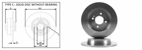 Диск гальмівний зад. (262mmx10mm) HYUNDAI ACCENT IV, I20, I30 KIA RIO 04.11- APLUS 61445AP