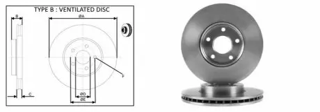 Диск тормозной, лев/прав, пер (кратно2шт) VOLVO V50 (545) (12/03-12/12) APPLUS APLUS 61281AP