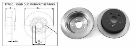 Диск гальмівний зад. Lexus RX 03-/Toyota Harrier 2.4 97- APLUS 61682AP