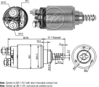 Втягуюче реле стартера ZM ZM543