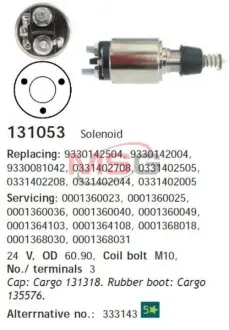 Фото реле втягуюче стартера CARGO 131053 Реле втягуюче стартера CARGO 131053