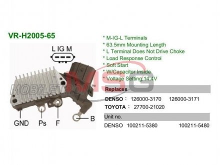 Регулятор генератора MOBILETRON VR-H2005-65 (фото 1)