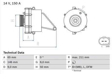 Генератор BOSCH 0986041760