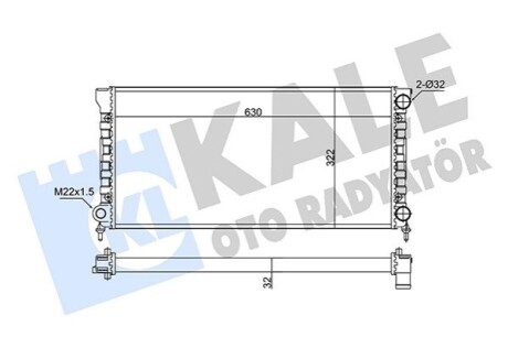 KALE VW радіатор охолодження Passat 1.8/2.0 88- KALE OTO RADYATOR 348285