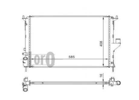 Радиатор воды Duster/Logan/Sandero 1.2/1.4/1.5dCi/1.6 05- (585x406x16) DEPO / LORO 010-017-0001