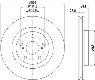 Диск гальмівний передній Toyota Camry (V7) (17-), RAV 4 V (_A5) (18-) NISSHINBO ND1128K