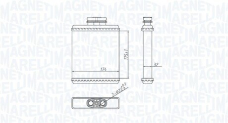 VW радіатор опалення Polo,Skoda Fabia,Roomster MAGNETI MARELLI 350218412000