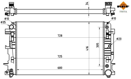 Радіатор охолодження MB Sprinter 06- (+/-AC, АКПП) (OM646/OM651/OM642) NRF 53833A