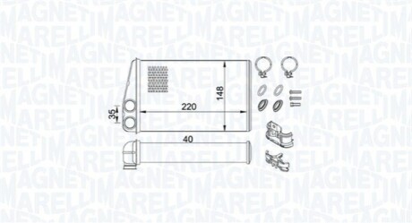 RENAULT радіатор опалення Grand Scenic II,Megane II,Scenic II MAGNETI MARELLI 350218438000 (фото 1)