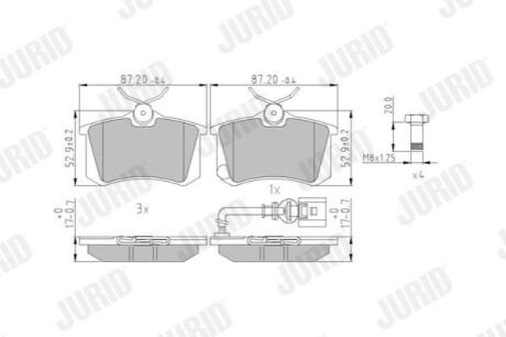 Гальмівні колодки задні AUDI A2,A3/ SEAT Ibiza II, Toledo III/ Skoda Fabia I, Octavia I/ VW Golf V Jurid 573938J