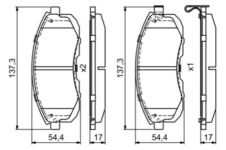 NISSAN гальмівні колодки передн.Tiida 04-,Juke 14-,Maxima QX BOSCH 0986495379