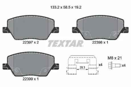 Комплект гальмівних колодок TEXTAR 2239701