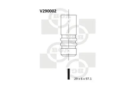 Клапан двигуна впуск. Vectra B 96-03/Vectra C 02-/Zafira A 99-05 2.0-2.2 TDI (97.1x29x6) BGA V290002