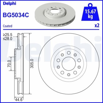 Гальмiвнi диски переднi Delphi BG5034C