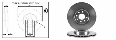 Диск гальмівний перед. Astra H Sedan / Kombi 3.04- (280x25mm) APLUS 61346AP