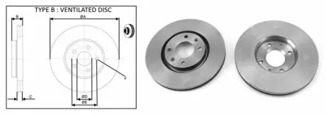 Диск тормозной, лев/прав, пер (с внутренней вентиляцией)) APLUS 61268AP
