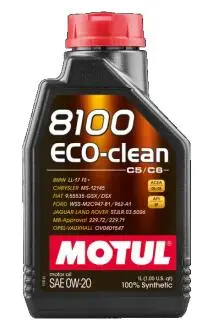 Олива моторна 0W-20 1L 8100 ECO-CLEAN BMW LL-17 FE+, MB 229.71, OV0401547, FORD WSS-M2C947-B1 MOTUL 108813