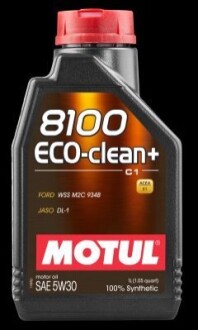 Олива моторна 5W-30 1L 8100 ECO-CLEAN+ Ford WSS M2C 934B, Jaguar/Land Rover ST.JLR.03.5005 MOTUL 101580