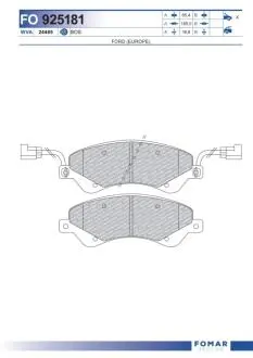 Фото 1 - колодки гальмівні дискові FOMAR FO 925181 Колодки гальмівні дискові FOMAR FO 925181 (фото 1)