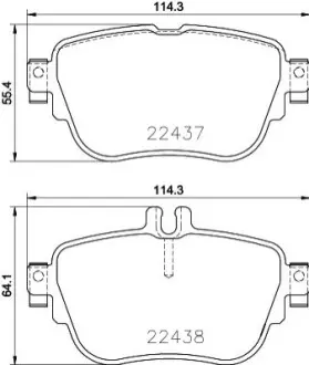 Гальмівні колодки дискові зад. MERCEDES C W205 13- E W213 16- HELLA 8DB355025781