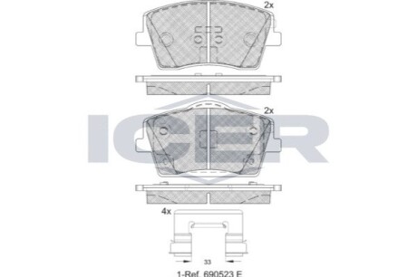 Колодки гальмівні (передні) Volvo XC40 17- ICER 182354