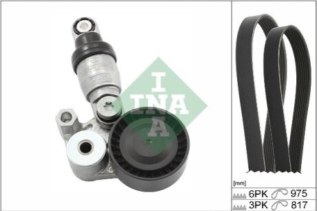 Комплект ременя генератора Mazda 6/CX-5 2.5 12- (3PK817/6PK975) INA 529 0540 10