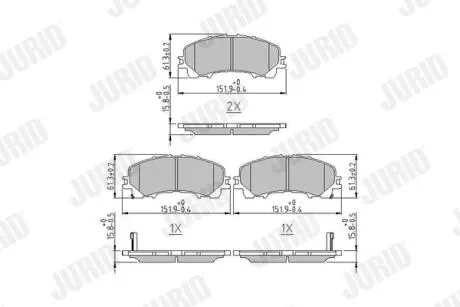NISSAN колодки гальм. передн. X-Trail 1.6dCi 13-,Infiniti Q50 Jurid 573789J