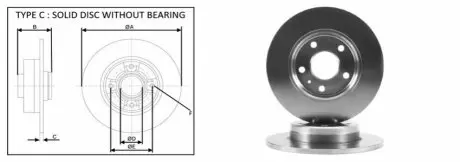 Диск гальмівний, лев/правий, задній. APLUS 61270AP