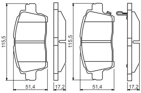 TOYOTA гальмівні колодки передн. Corolla 02-,Yaris BOSCH 0986495242