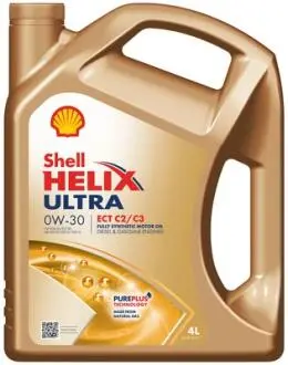 Олива двигуна 4L Helix Ultra ECT C2/C3 0W30 (ACEA C2/C3 VW 504.00/507.00 MB 229.52/229.51/229.31 FIAT 9.55535-GS1 Porsche C30) SHELL 550046306 (фото 1)