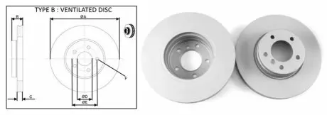 Диск гальмівний перед. BMW E60/E61 520d-530i 07.03- APLUS 61478AP