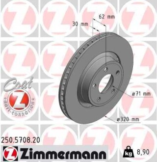 Диск гальмівний ZIMMERMANN 250570820