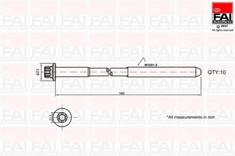 К-кт болтів ГБЦ Ford Fiesta/Focus/Mondeo 1.25-1.6 98- FAI B489