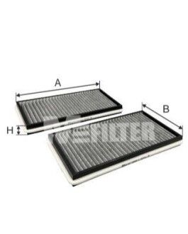 Фільтр салону BMW 7 (E65/E66/E67) 01-08 (вугільний)(к-кт 2 шт) M-FILTER K 9068C-2