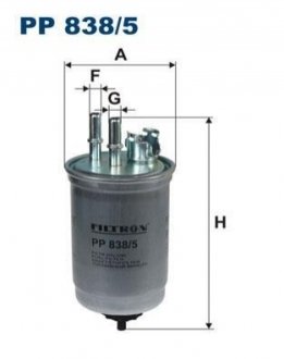 FORD фільтр паливний диз. 1,8TDI Focus 98- (191*88*10/10) FILTRON PP838/5