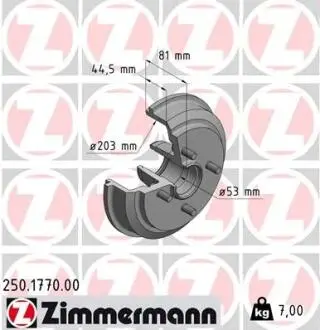 Гальмiвнi барабани заднi ZIMMERMANN 250177000