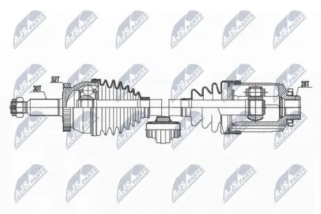 Піввісь права Hyundai Santa Fe 2,2 CRDi 08-09 NTY NPW-HY-599